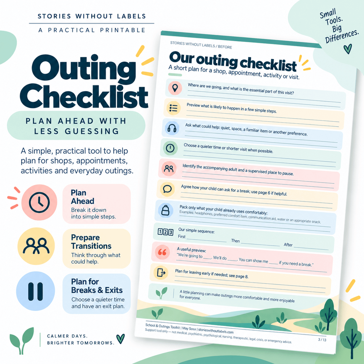 School & Outings Co-Regulation Toolkit - Stories Without Labels